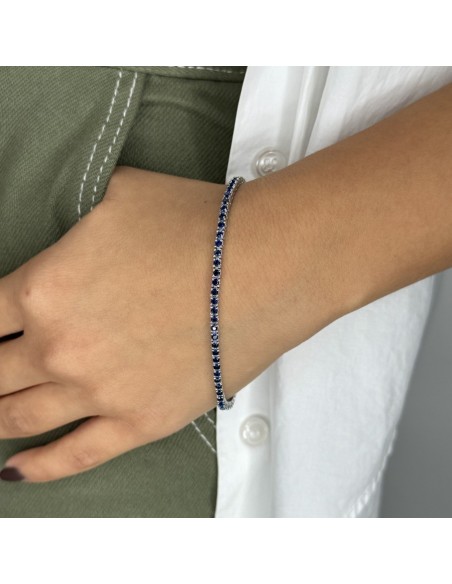 Bracciale Argento Tennis Zirconi Blu 2MM 18CM [fb4161f0]