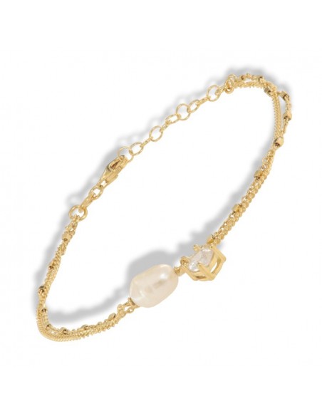 Bracciale Argento Dorato Perla Con Puntoluce Bianco [c341b68b]