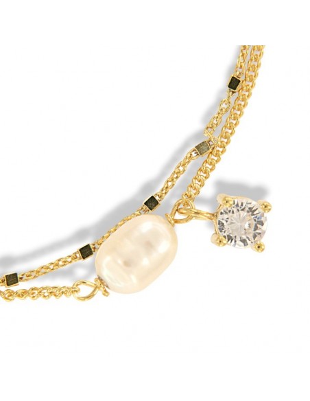 Bracciale Argento Dorato Perla Con Puntoluce Bianco [de033c52]