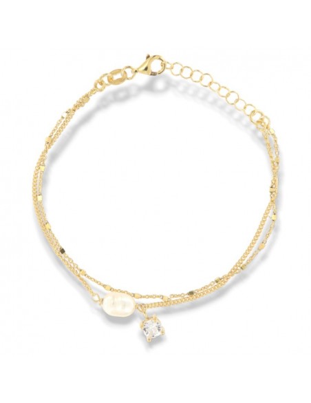 Bracciale Argento Dorato Perla Con Puntoluce Bianco [691efd56]