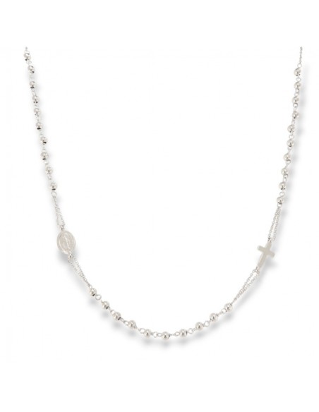 Collana Oro Bianco Rosario Sfere Lisce [a1bace3c]