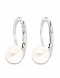 Orecchino Oro Bianco Cerchio Perla 6MM [617fdd6e]