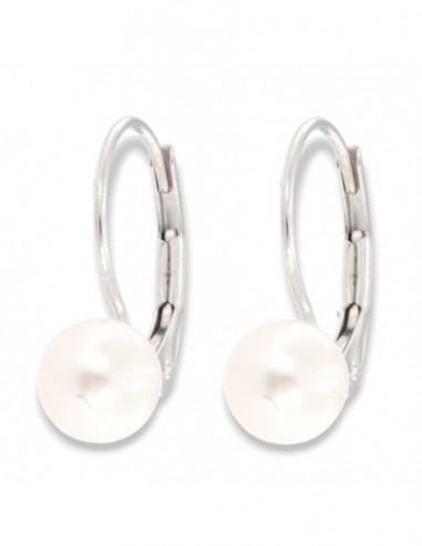Orecchino Oro Bianco Cerchio Perla 6MM [617fdd6e]