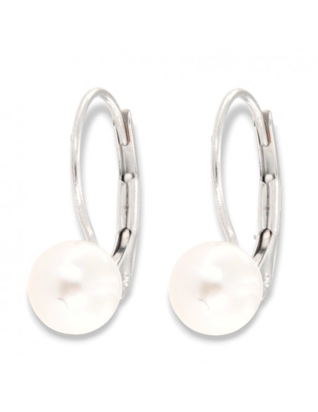 Orecchino Oro Bianco Cerchio Perla 6MM [617fdd6e]