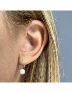 Orecchino Oro Bianco Cerchio Perla 6MM [617fdd6e] 2