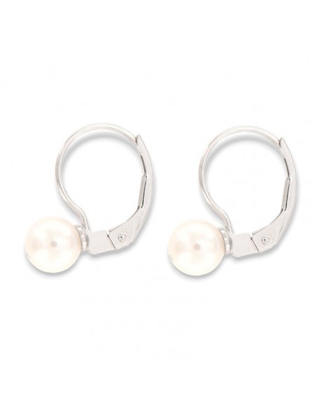 Orecchino Oro Bianco Cerchio Perla 6MM [af6c249f]