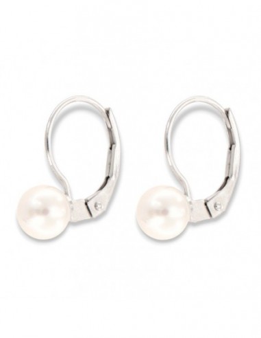 Orecchino Oro Bianco Cerchio Perla 6MM [1871e59b]