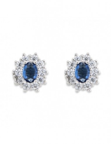 Orecchini Argento Rodiato Principessa Blu 4x3MM [faff031a]