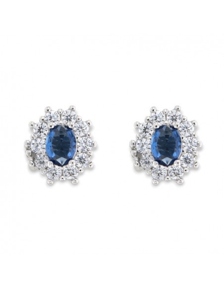 Orecchini Argento Rodiato Principessa Blu 4x3MM [faff031a]