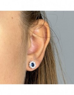 Orecchini Argento Rodiato Principessa Blu 4x3MM [faff031a] 2