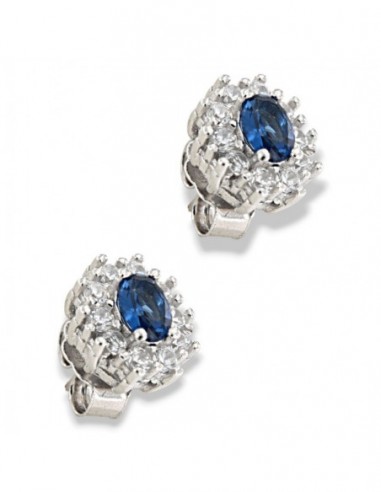 Orecchini Argento Rodiato Principessa Blu 4x3MM [9c673a06]
