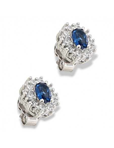 Orecchini Argento Rodiato Principessa Blu 4x3MM [9c673a06]