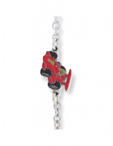 Bracciale Argento Rodiato Piastra Auto Rossa [4a0268fe]