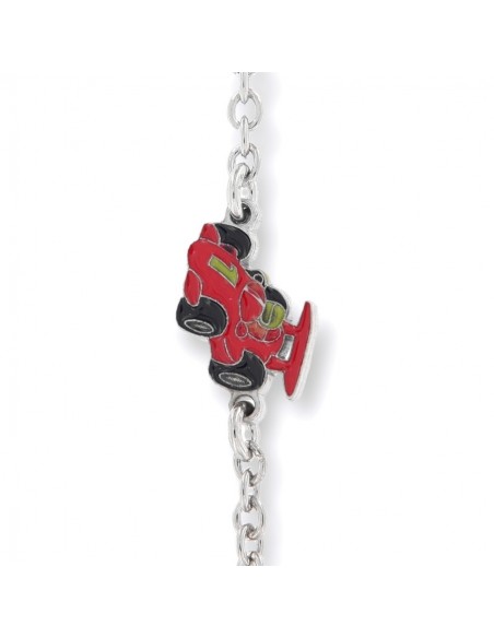 Bracciale Argento Rodiato Piastra Auto Rossa [4a0268fe]