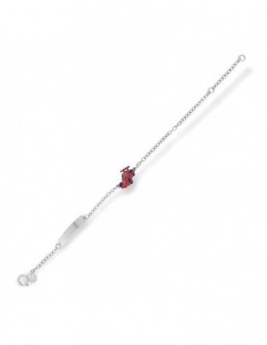Bracciale Argento Rodiato Piastra Auto Rossa [fd1fa9fa]
