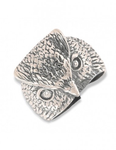 ANELLO ARGENTO BRUNITO GUFO REALE CON CIUFFI [06166169]