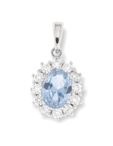 Ciondolo Oro Bianco Principessa Azzurra 8x6MM [4de1f16b]