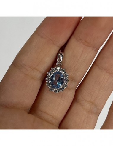 Ciondolo Oro Bianco Principessa Azzurra 8x6MM [5ea11a3b]