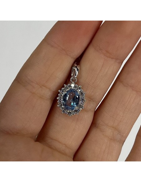 Ciondolo Oro Bianco Principessa Azzurra 8x6MM [5ea11a3b]