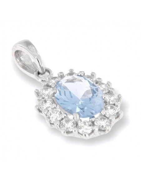 Ciondolo Oro Bianco Principessa Azzurra 8x6MM [e9bcdb3f]