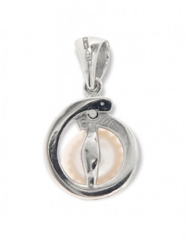 Ciondolo Oro Bianco Perla Contorno Di Zirconi Bia. [3a109918]