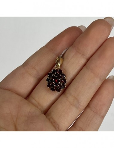 Ciondolo Oro Giallo Granata Centrale Ovale Rossa [2245f635]