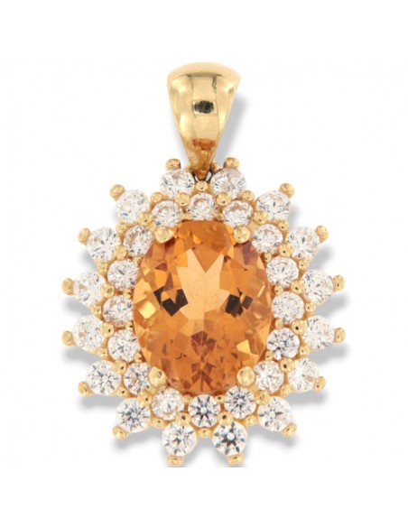 Ciondolo Oro Giallo Principessa Arancione 10x8MM [35d3b213]