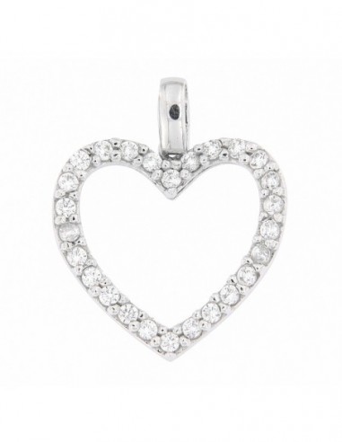 Ciondolo Oro Bianco Cuore Con ZIrconi [ee0e6090]