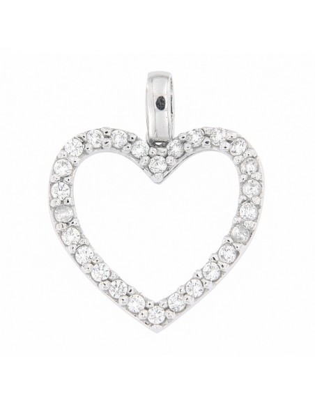 Ciondolo Oro Bianco Cuore Con ZIrconi [ee0e6090]