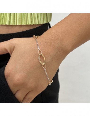 BRACCIALE ORO BIANCO/ROSA CON MAGLIE PIU GRANDI AL [8dca852e]