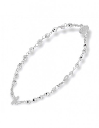 Bracciale Oro Bianco Rosario Sfere Sfaccettate [dd66b5fd]