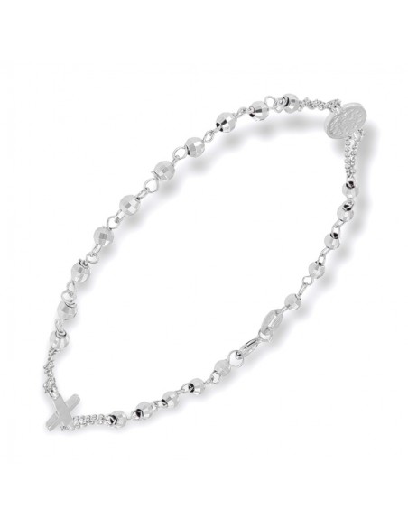 Bracciale Oro Bianco Rosario Sfere Sfaccettate [dd66b5fd]