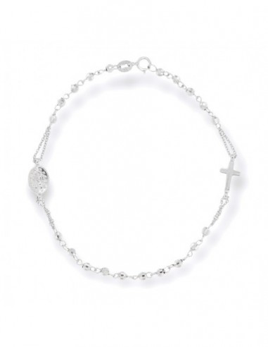 Bracciale Oro Bianco Rosario Sfere Sfaccettate [042d07ff]