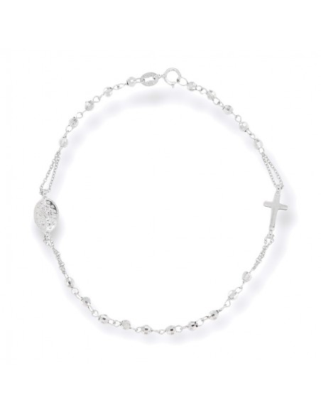 Bracciale Oro Bianco Rosario Sfere Sfaccettate [042d07ff]