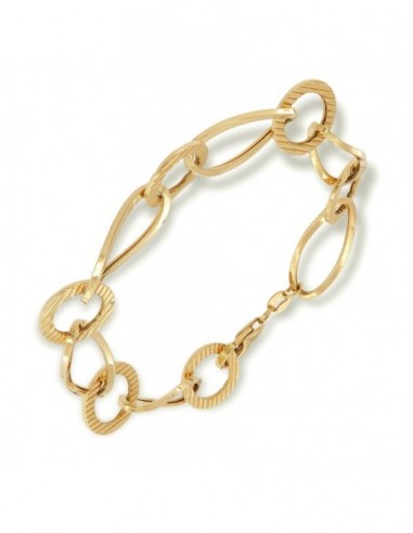 Bracciale Oro Giallo Maglie Ovali E Tonde Rigate [2da4ae11]