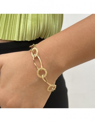 Bracciale Oro Giallo Maglie Ovali E Tonde Rigate [c0abac65]