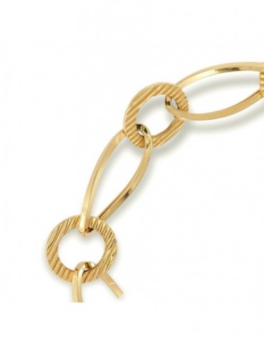 Bracciale Oro Giallo Maglie Ovali E Tonde Rigate [77b66d61]