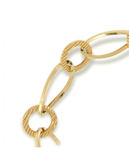 Bracciale Oro Giallo Maglie Ovali E Tonde Rigate [77b66d61]