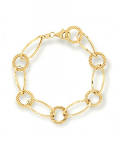 Bracciale Oro Giallo Maglie Ovali E Tonde Rigate [72e62a7f]