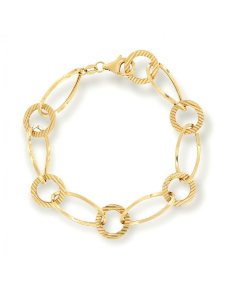 Bracciale Oro Giallo Maglie Ovali E Tonde Rigate [72e62a7f]