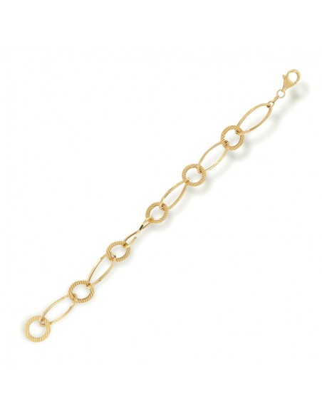 Bracciale Oro Giallo Maglie Ovali E Tonde Rigate [c5fbeb7b]