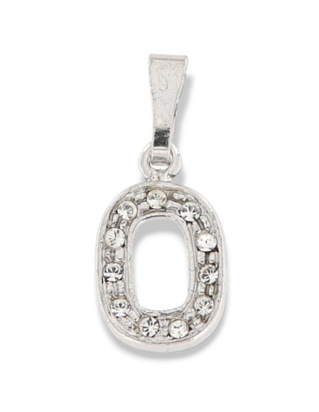 CIONDOLO ARGENTO RODIATO LETTERA O CON ZIRCONI [2f6e5e40]