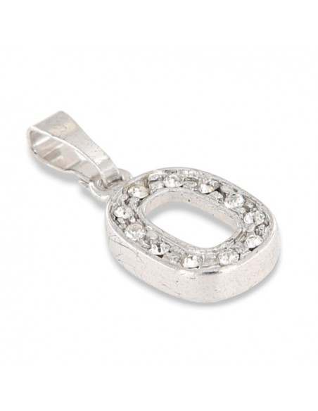 CIONDOLO ARGENTO RODIATO LETTERA O CON ZIRCONI [fd7dd9a1]