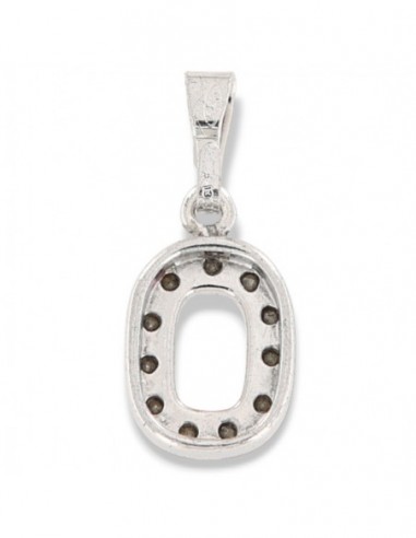CIONDOLO ARGENTO RODIATO LETTERA O CON ZIRCONI [f82d9ebf]