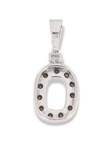 CIONDOLO ARGENTO RODIATO LETTERA O CON ZIRCONI [f82d9ebf]
