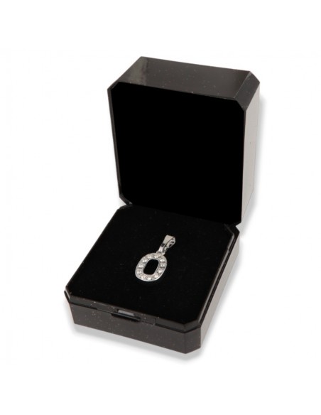 CIONDOLO ARGENTO RODIATO LETTERA O CON ZIRCONI [4f305fbb]