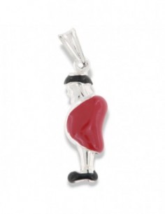 CIONDOLO ARGENTO RODIATO GOBBO SMALTATO ROSSO NERO [bfada6bc]