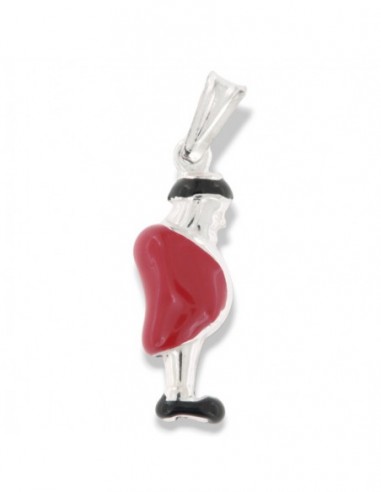 CIONDOLO ARGENTO RODIATO GOBBO SMALTATO ROSSO NERO [5346eaef]