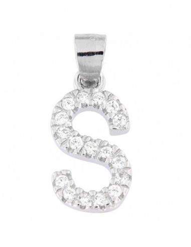 Ciondolo Argento Rodiato Lettera S Con Zirconi [f69ca9aa]