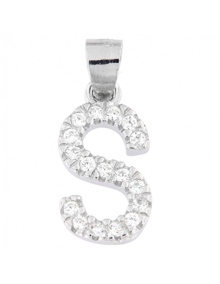 Ciondolo Argento Rodiato Lettera S Con Zirconi [f69ca9aa]